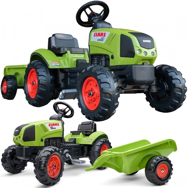 Traktor na pedale Claas Arion 410 s prikolicom zeleni