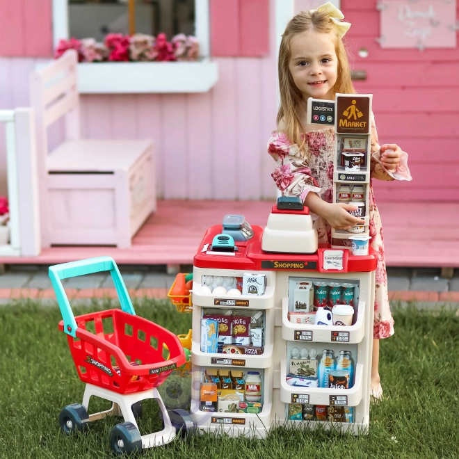 Supermarket s košarom za kupovinu i skenerom