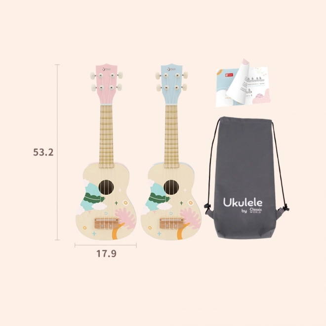 Klasični svijet drveno ukulele za djecu ružičasto