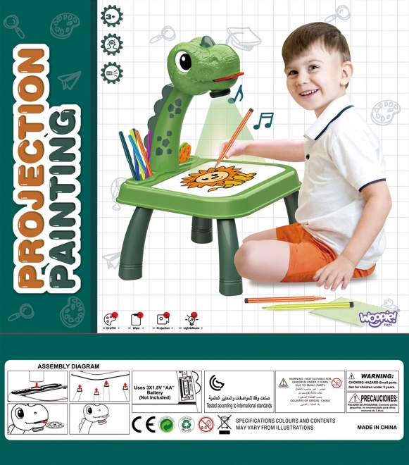 WOOPIE projektor dinosaura s pločom i flomasterima