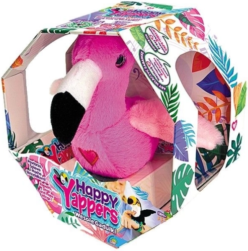Interaktivni plišani flamingo Happy Yappers – govoreća i pokretna igračka na USB