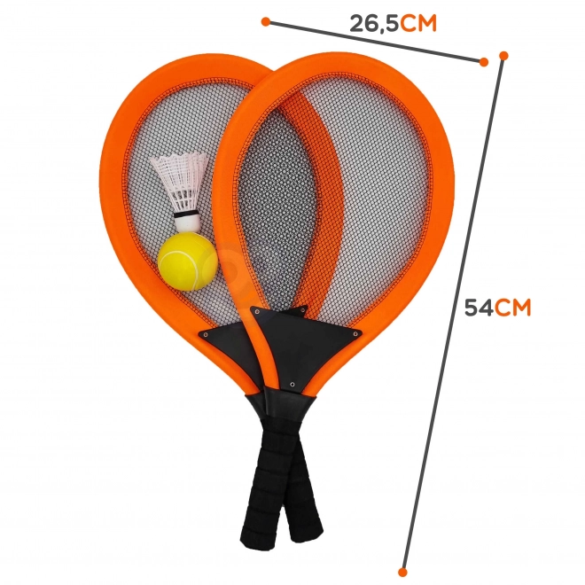 Woopie veliki rekete za tenis i badminton za djecu set s lopticom i košaricom