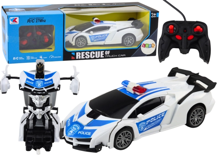 RC policijski auto 2u1 koji se transformira u robota sa svjetlima i zvukovima