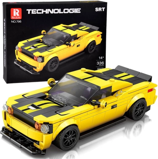 Tehnički blokovi 336 elemenata + naljepnice žuti sportski automobil ZA5260