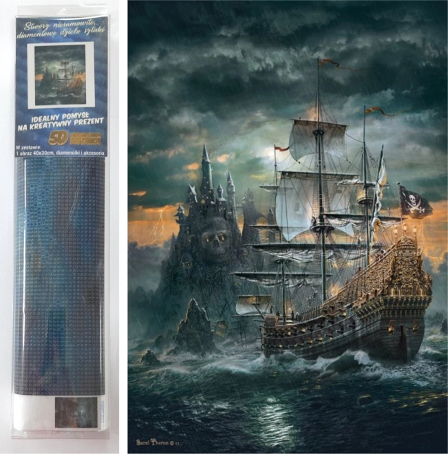 Dijamantno slikanje Piratski brod 30 × 40 cm