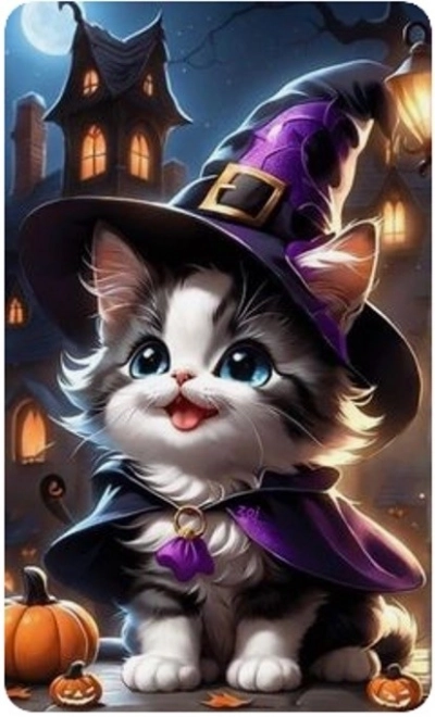 Dijamantna mozaika - Mačić Halloween
