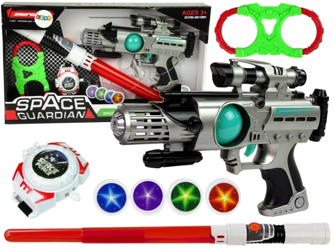 Set svemirskih oružja Space Guardian s laserskim pištoljem i mačem