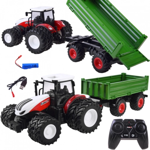 Daljinski upravljani traktor + zeleni prikolica na daljinsko upravljanje RC0602