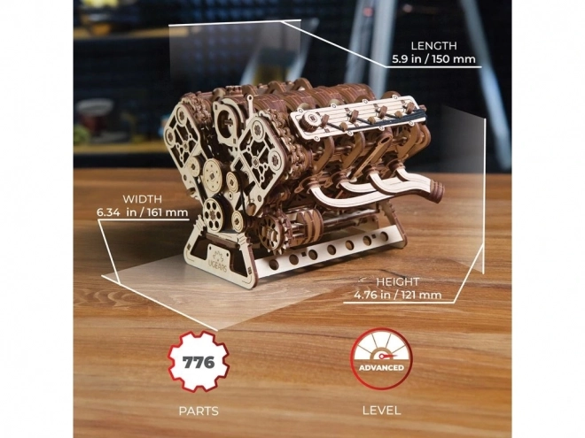 Ugears 3D drvene puzzle motor V8