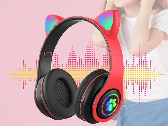 Bežične slušalice bluetooth radio fm mp3 mačje uši led osvjetljenje