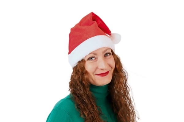 Božićna kapa za odrasle tkanina promjer 29 cm na kartici karneval