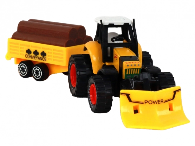 Traktor s prikolicom žuti crveni