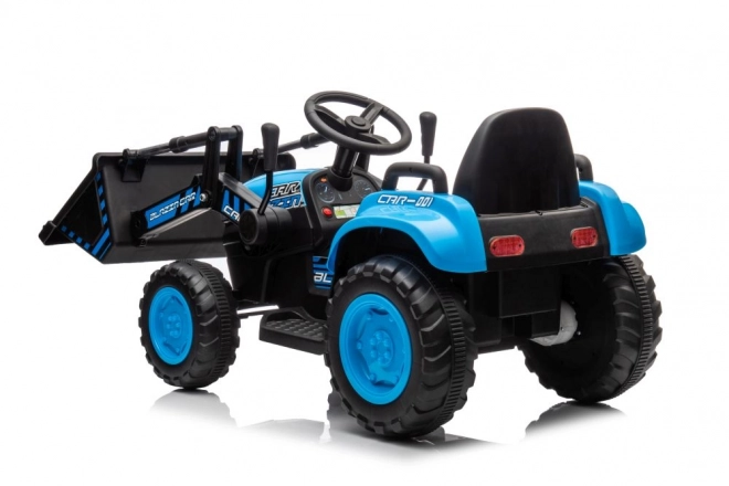 Električni dječji traktor s lopatom plavi