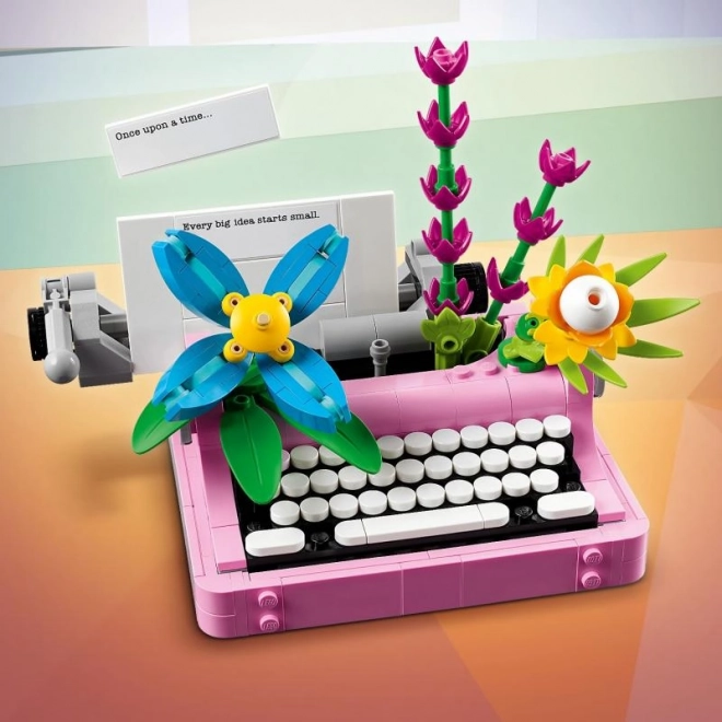 Konstrukcijski set za djecu - Pisaća mašina s cvijećem LEGO Creator 3u1
