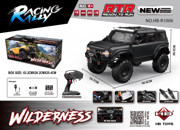 RC auto WILDERNESS 1:10, crno, vodootporno, LED osvjetljenje