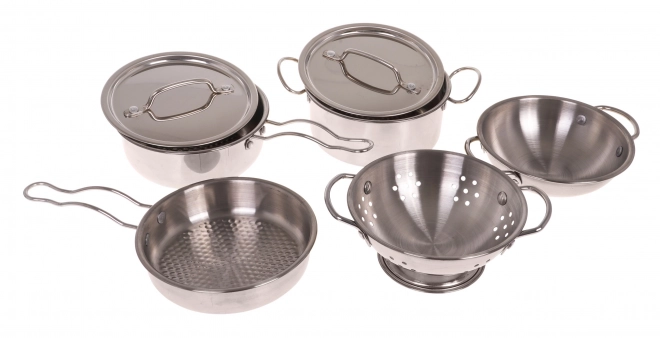 Set metalnih lonaca za djecu 3+ s kuhinjskim dodacima i pregačom