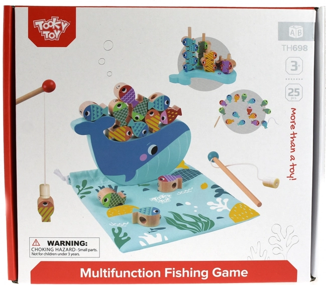 Tooky Toy Drvena Igra Kit i Ribice Multifunkcionalna 4 u 1