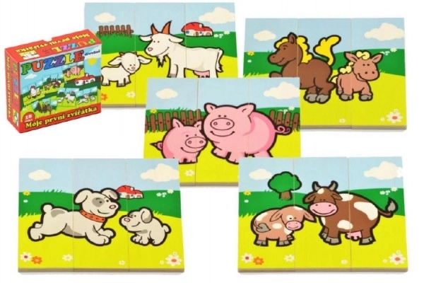 Puzzle Moje prve životinjice drvene 18 dijelova za najmlađe u kutiji 13x11,5x4,5cm 12m+ MPZ