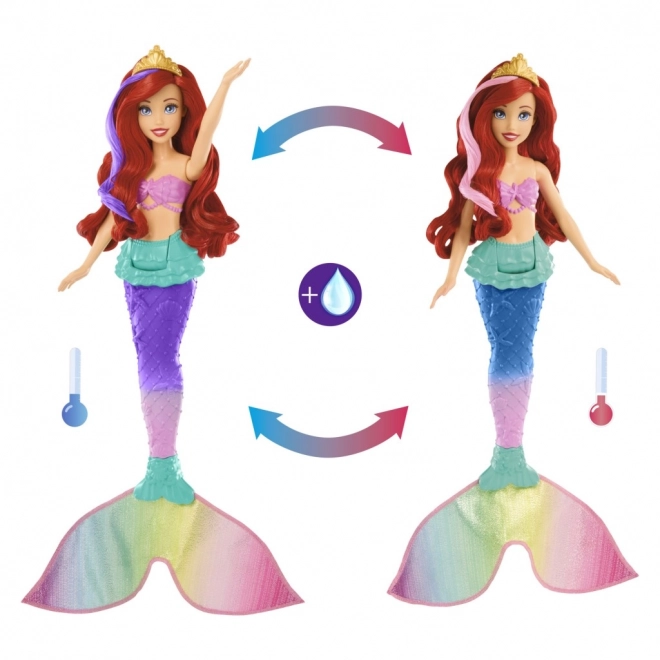MATTEL Disney Princess lutka Ariel mala sirena pliva, mijenja boju