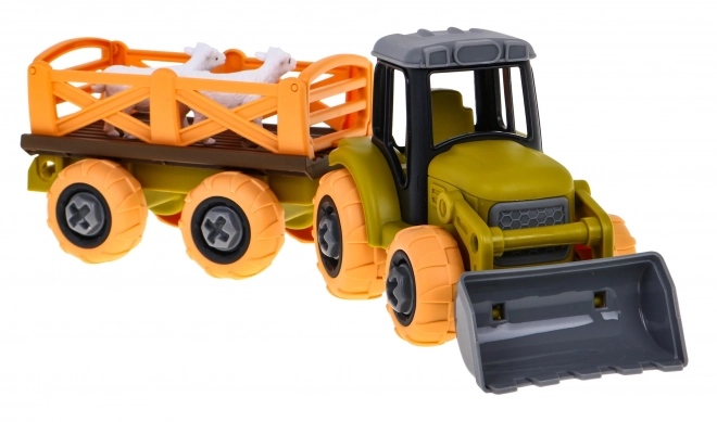Traktor koji se može odviti s kašikom i prikolicom + odvijač + ovce Igračka za djecu 3+