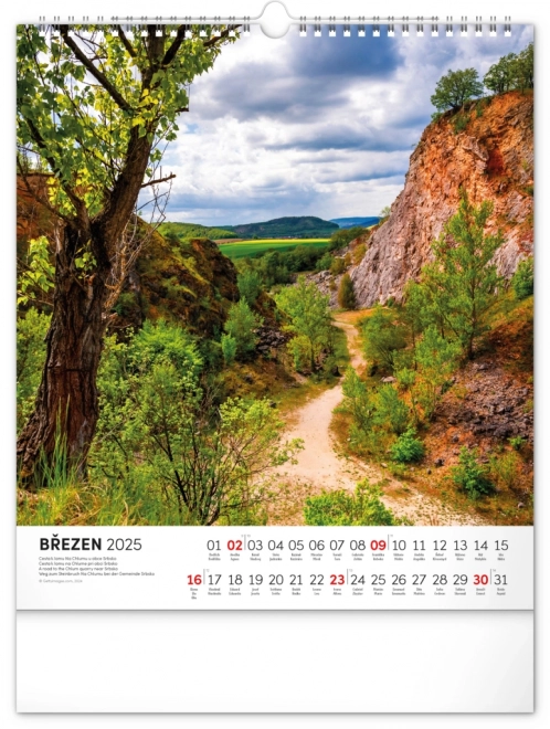 NOTIQUE Zidni kalendar Šetnje kroz češki krajolik 2025, 30 x 34 cm