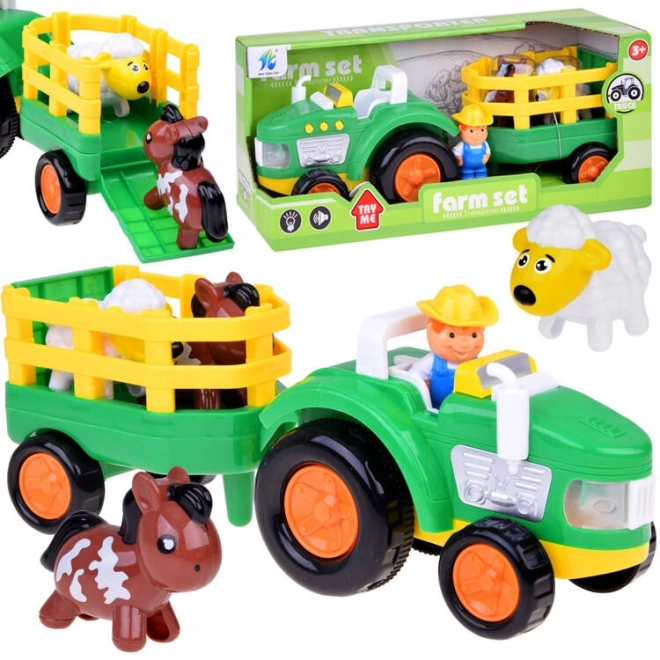 Farmerski traktor s prikolicom i životinjama zvuk + svjetlo ZA5390
