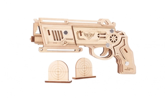 Woodcraft Drvena 3D slagalica Oružje na gumice Falcon prirodna