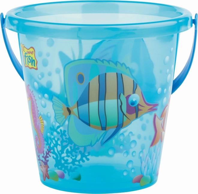 Androni prozirna kanta s ribicama, promjer 13 cm – Modrý