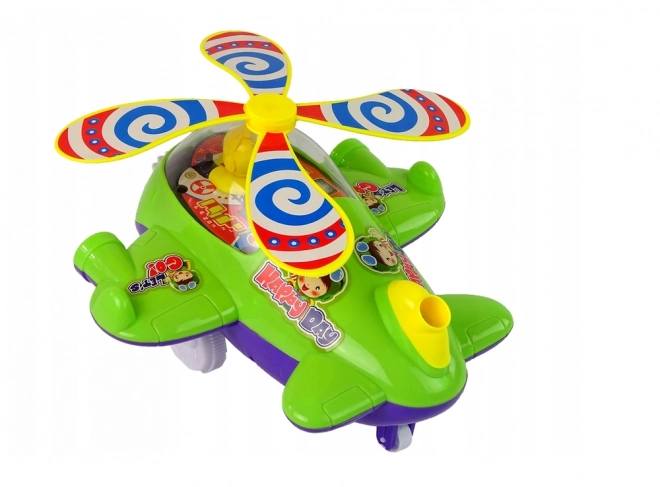 Zeleni gurni helikopter s pilotom