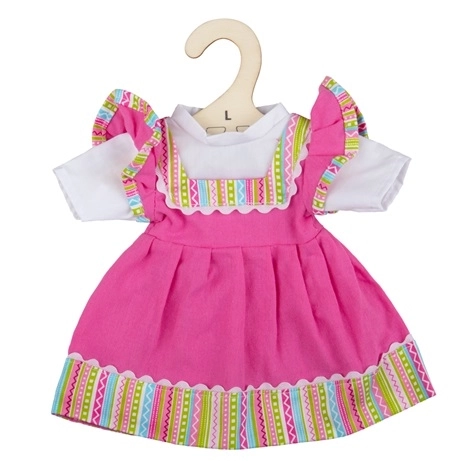 Bigjigs Toys Roza haljina s prugastim rubom za lutku – 38 cm