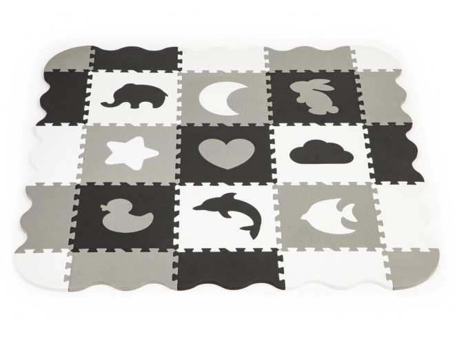 ECOTOYS Pjenaste puzzle Životinje i oblici crno-bijela SX s rubovima