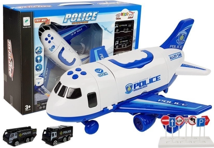 Sklopivi policijski transportni avion 1:64 sa svjetlima i zvukovima