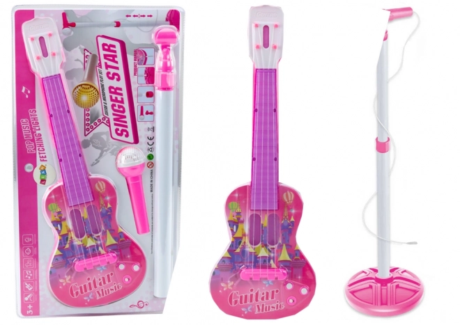 Dječja električna gitara s mikrofonom i postoljem