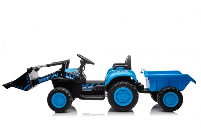 Električni dječji traktor s lopatom plavi