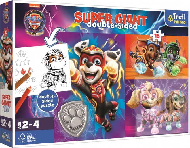 Puzzle GIANT obostrani Sjajan tim Tlapkove patrole/Paw patrol 15 dijelova u kutiji 40x27cm 24m+