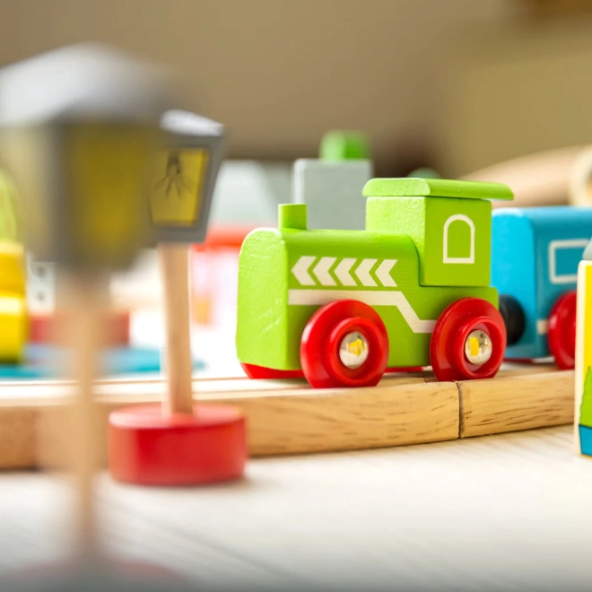 Bigjigs Rail Drvena vlakodrava grad i selo 101 dijelova