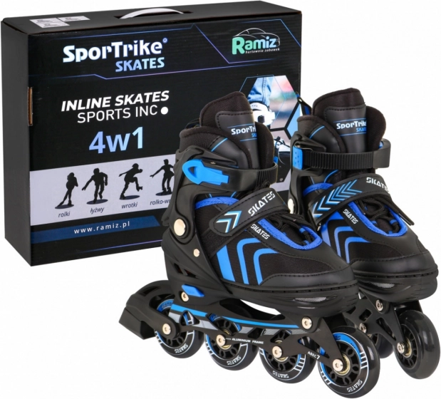 Set dječjih klizaljki 4-u-1: inline, quad i ledene – veličina 39–43 – Plava