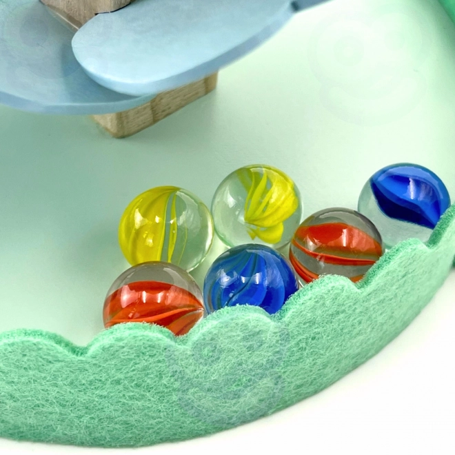 Drvena staza s kuglicama Duga Montessori WOOPIE GREEN