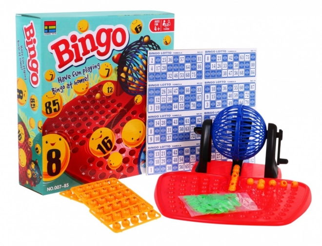 Dječja igra Bingo 4+ Numerička lutrija + Stroj za izvlačenje s bubnjem + Kuglice s brojevima + Karte žetoni