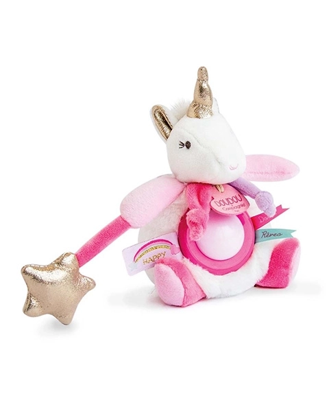 Doudou plišani jednorog s noćnim svjetlom 22 cm