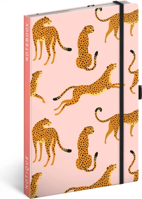 Linirani notes s motivom leoparda NOTIQUE 13 × 21 cm