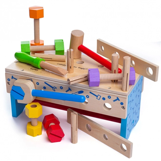 Drveni stol i kutija za alat 2u1 Bigjigs Toys