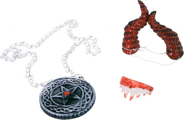 set dodataka vrag – rogovi, ogrlica i vampirski zubi