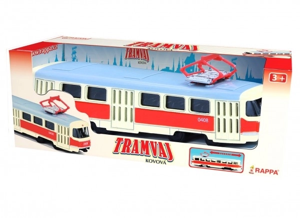 Tramvaj Tatra T3 češki metalni 16cm retro na povratni pogon u kutiji 20x8x6cm CZ dizajn