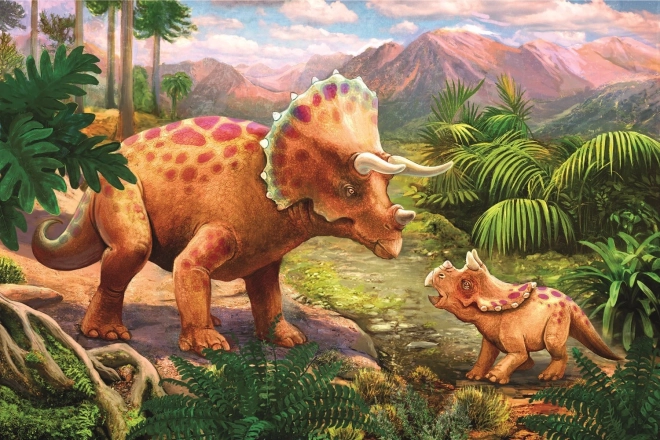TREFL Puzzle Nevjerojatni dinosaurusi: Triceratops s mladuncem 54 dijelova