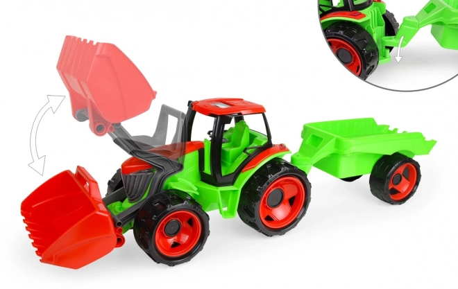 Traktor s kašikom Giga Trucks s prikolicom plast 62cm