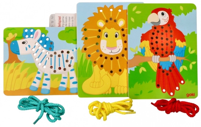 Drvene provlačne igračke Goki - Papiga, Lav i Zebra