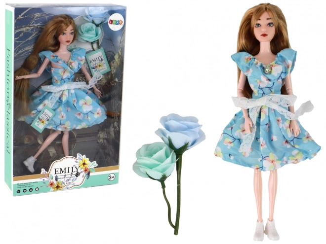 Emily Baby Doll Proljetna duga kosa Plava haljina Cvijet