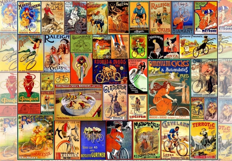 Puzzle Vintage Plakati s Biciklima 1000 Dijelova