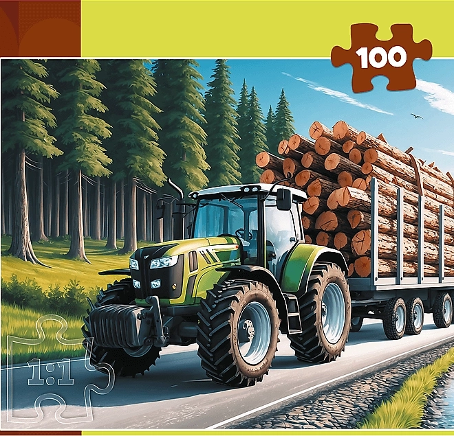 Puzzle Šumski traktor 100 dijelova